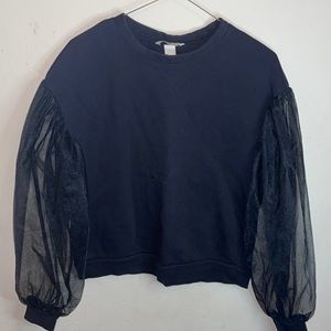 Black Mesh Sleeve Top